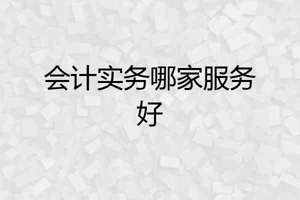 会计实务哪家服务好