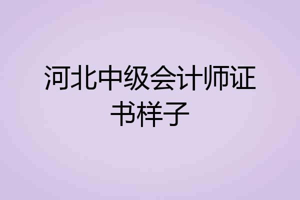 河北中级会计师证书样子