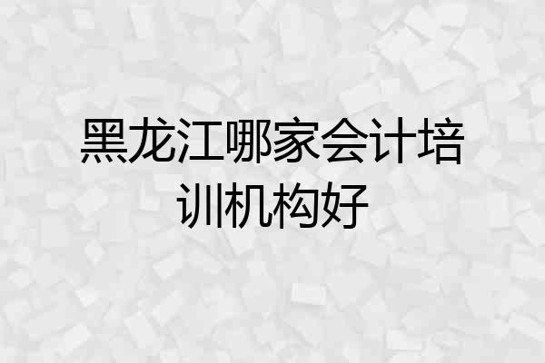 黑龙江哪家会计培训机构好