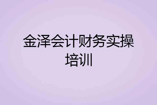 金泽会计财务实操培训