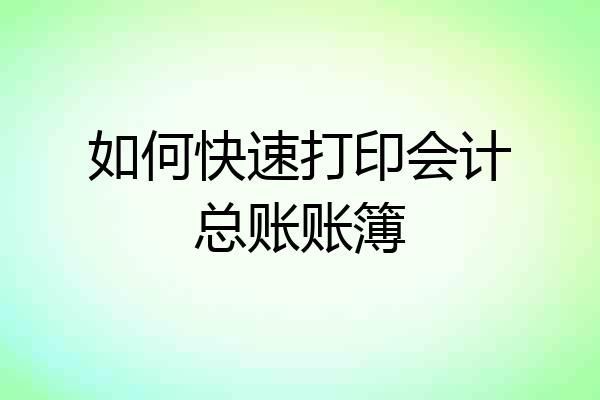 如何快速打印会计总账账簿
