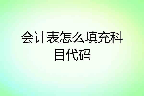会计表怎么填充科目代码