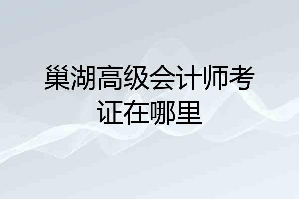巢湖高级会计师考证在哪里