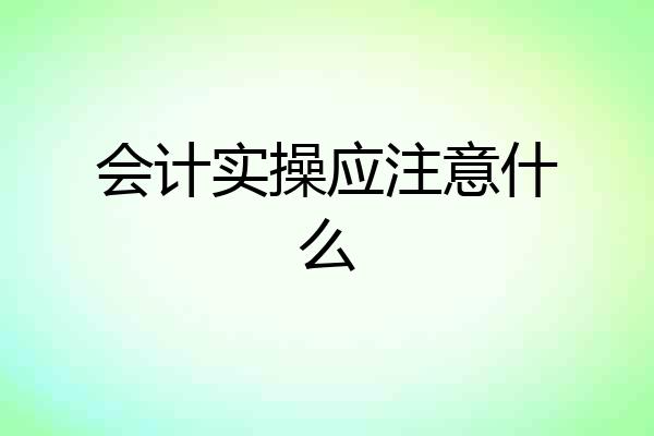 会计实操应注意什么