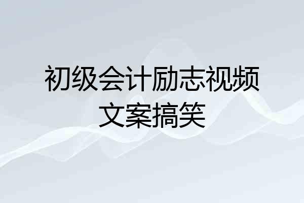 初级会计励志视频文案搞笑