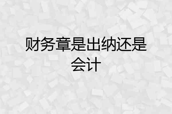 财务章是出纳还是会计