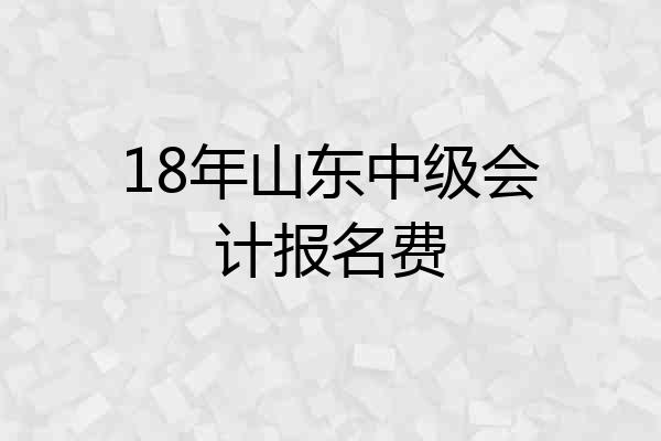 18年山东中级会计报名费