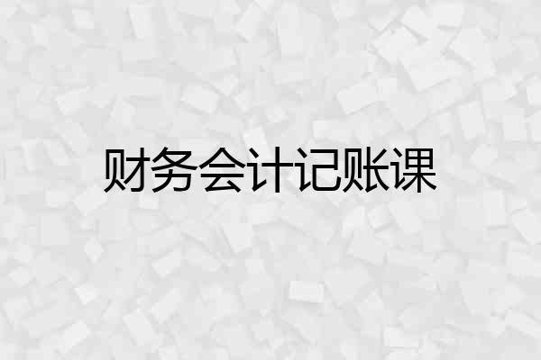 财务会计记账课