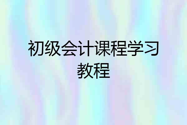 初级会计课程学习教程
