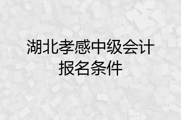 湖北孝感中级会计报名条件