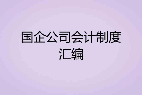 国企公司会计制度汇编