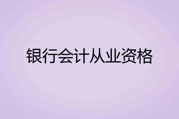 银行会计从业资格