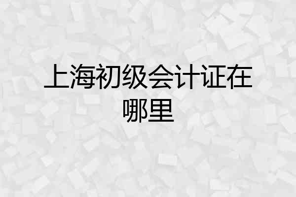 上海初级会计证在哪里