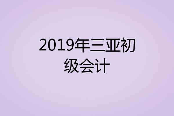 2019年三亚初级会计