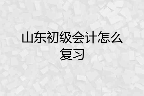 山东初级会计怎么复习