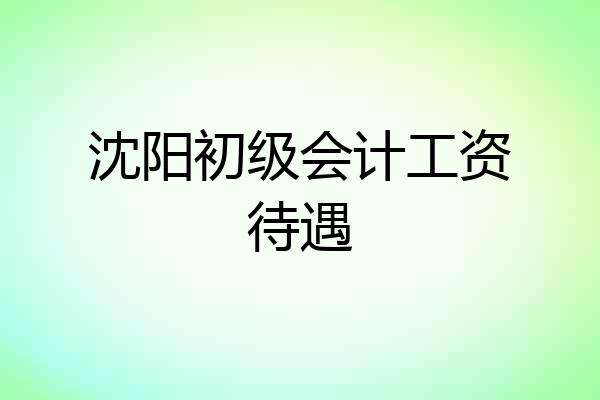 沈阳初级会计工资待遇