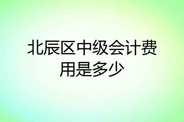 北辰区中级会计费用是多少