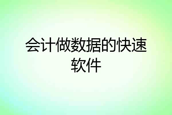 会计做数据的快速软件