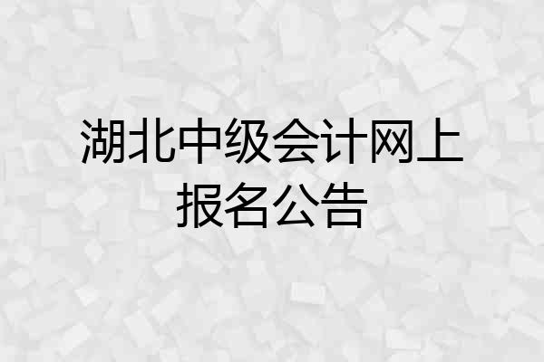湖北中级会计网上报名公告