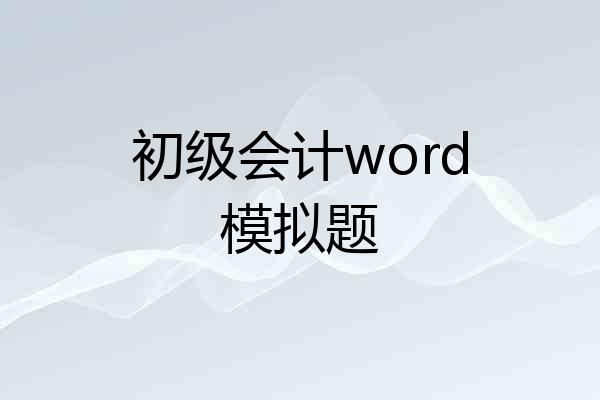 初级会计word模拟题