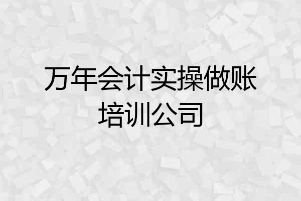 万年会计实操做账培训公司