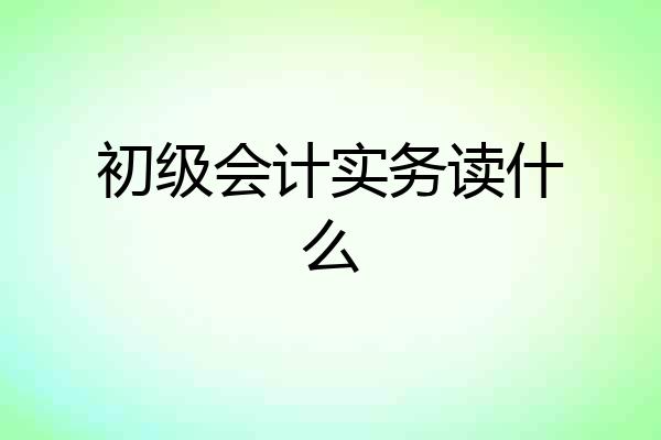初级会计实务读什么