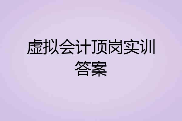 虚拟会计顶岗实训答案