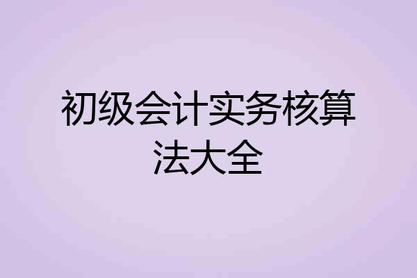 初级会计实务核算法大全