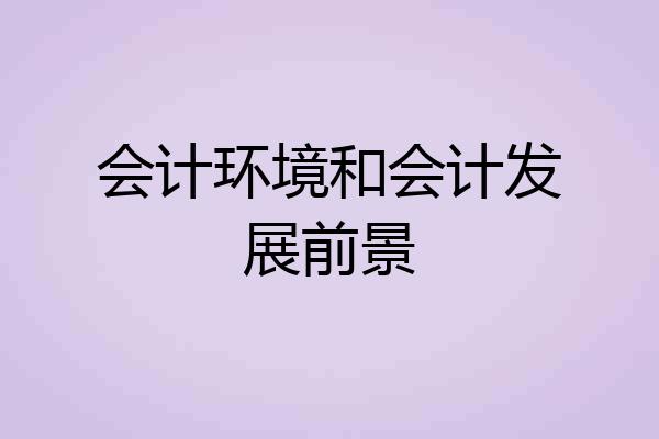 会计环境和会计发展前景