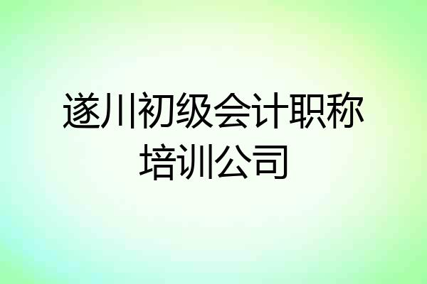 遂川初级会计职称培训公司