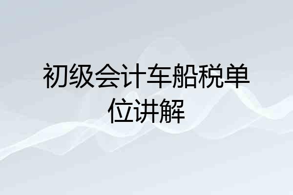初级会计车船税单位讲解