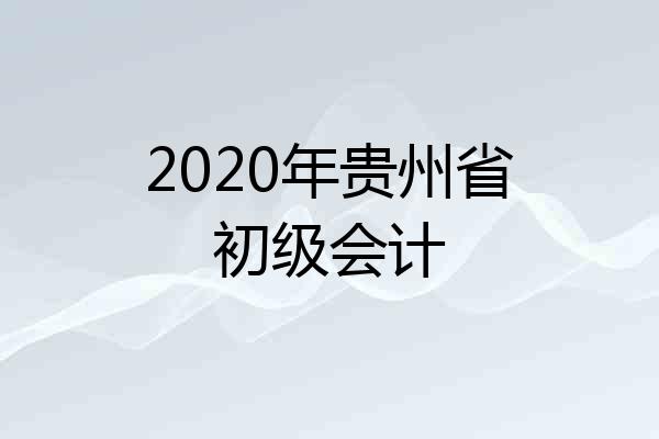 2020年贵州省初级会计