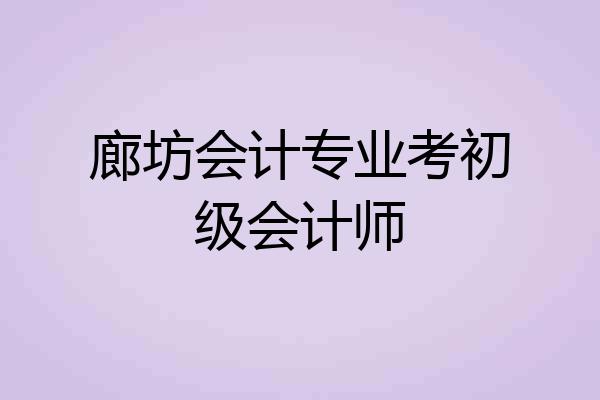 廊坊会计专业考初级会计师