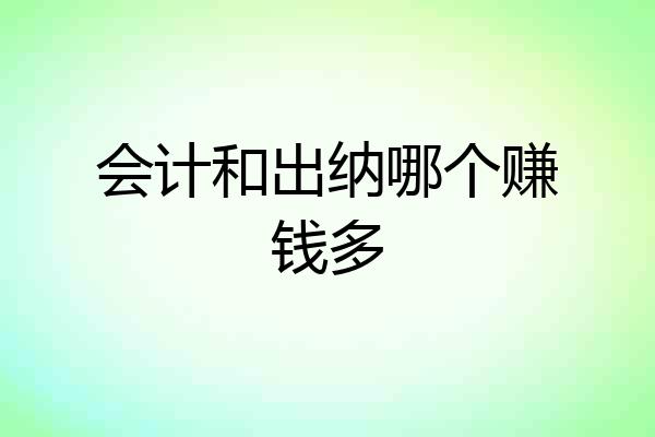 会计和出纳哪个赚钱多