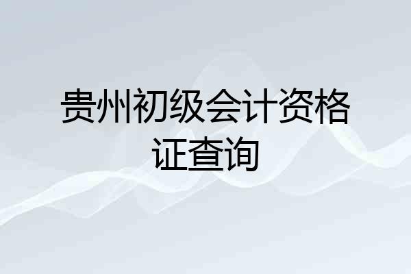 贵州初级会计资格证查询