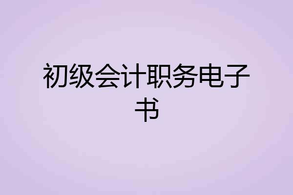 初级会计职务电子书