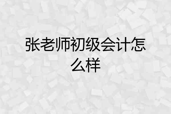 张老师初级会计怎么样