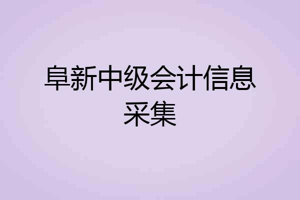 阜新中级会计信息采集