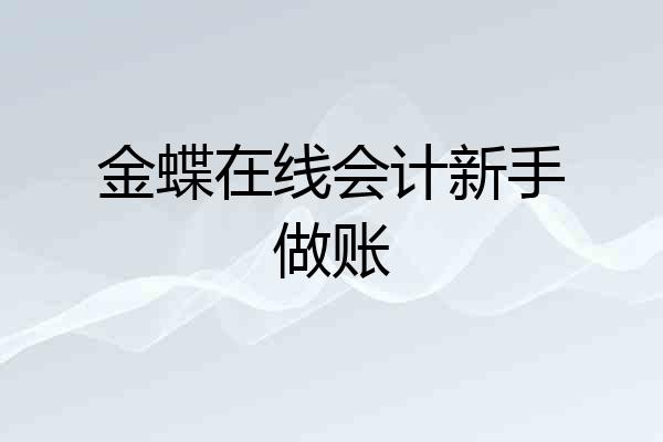 金蝶在线会计新手做账