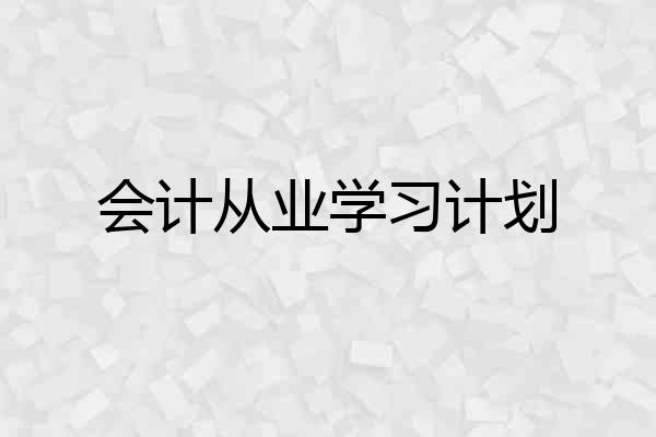 会计从业学习计划