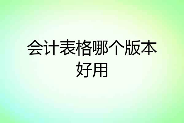 会计表格哪个版本好用