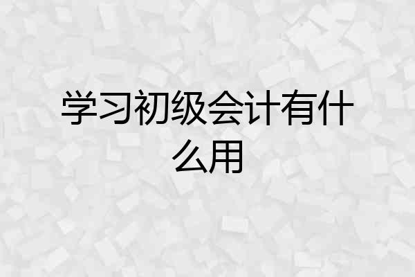 学习初级会计有什么用