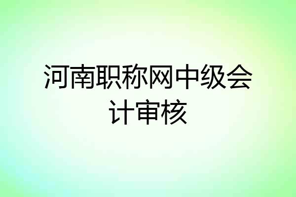 河南职称网中级会计审核