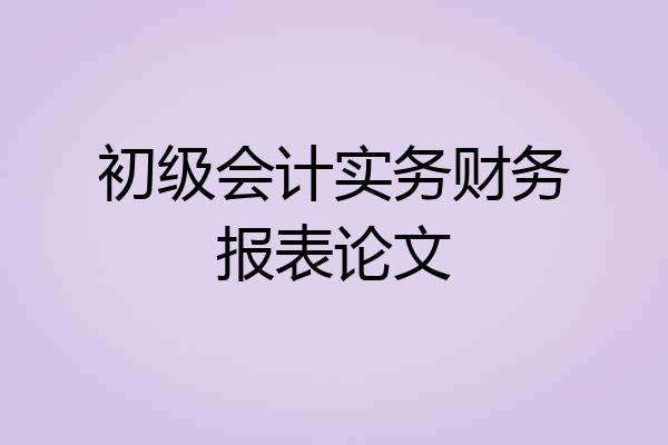 初级会计实务财务报表论文