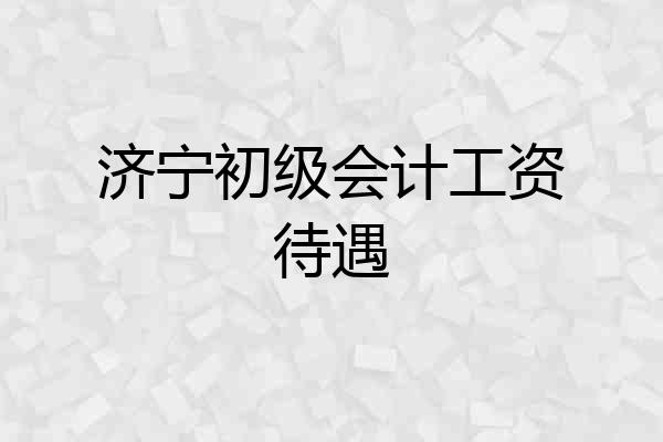 济宁初级会计工资待遇