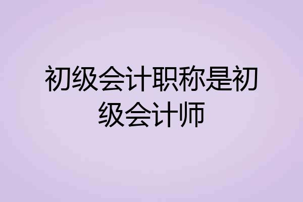 初级会计职称是初级会计师