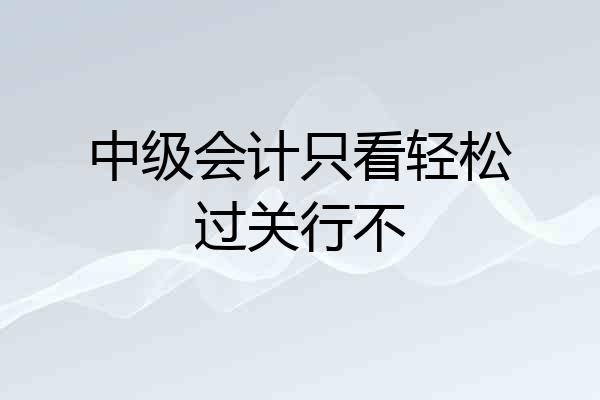 中级会计只看轻松过关行不
