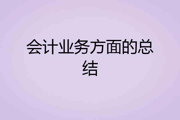 会计业务方面的总结