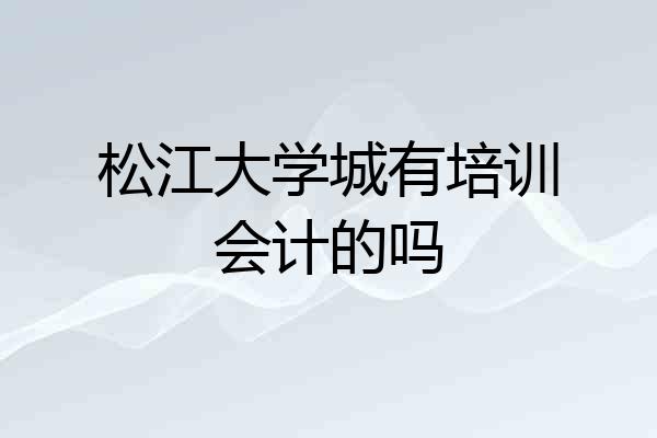 松江大学城有培训会计的吗