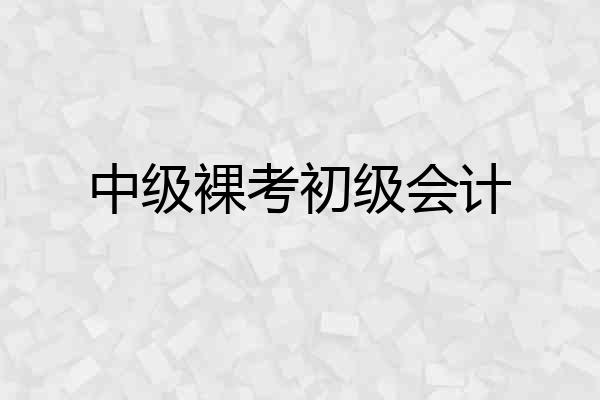 中级裸考初级会计